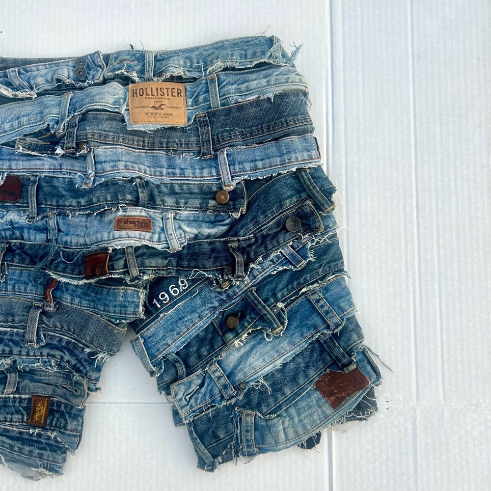 Wavy Strap Denim Shorts - (custom made available in any size) - Picture 6 of 6